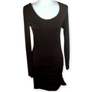 FOREVER 21 BLACK RUCHED DRESS SZ.M EUC